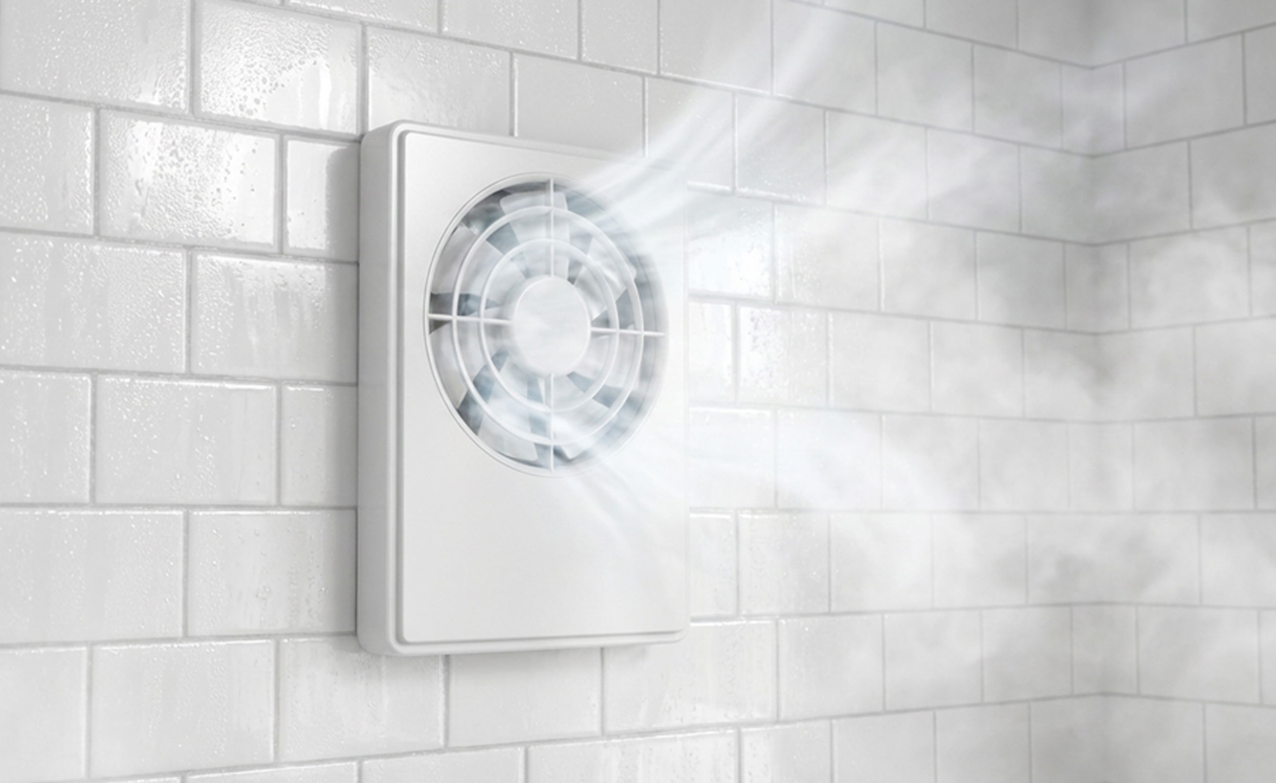 A dMEV fan in a bathroom.