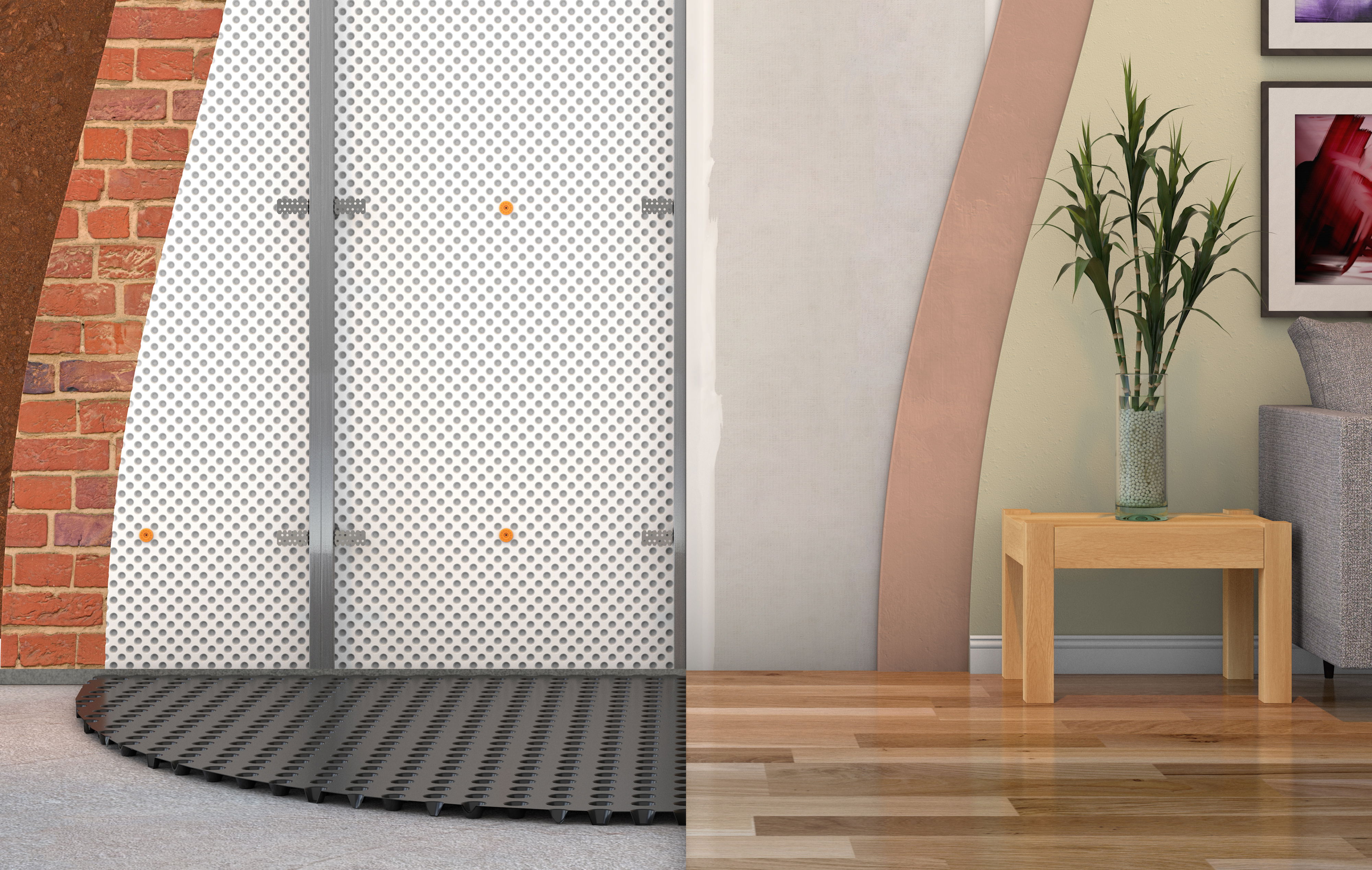 A basement - before and after waterproofing measures.