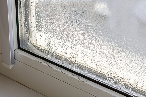 Condensation shows on an internal window.