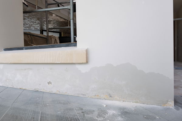 Rising damp on an interior wall. Photograph by Miles Jarvis.