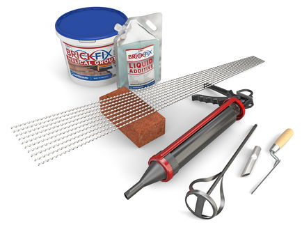 BrickFix Masonry Crack Stitching Kit with everything required for masonry crack repair. Suitable for wall crack repair on masonry and brick.