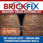 Zip cracks shut with the BrickFix Masonry Crack Stitching Kit