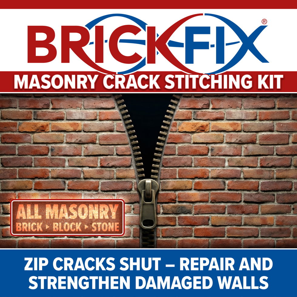 Zip cracks shut with the BrickFix Masonry Crack Stitching Kit