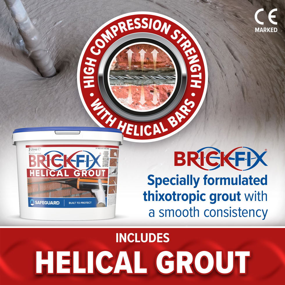The BrickFix Kit includes helical grout.