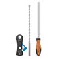 A Dryrod Cutting Tool, an SDS drillbit and a Dryrod Hole Cleaning Tool.