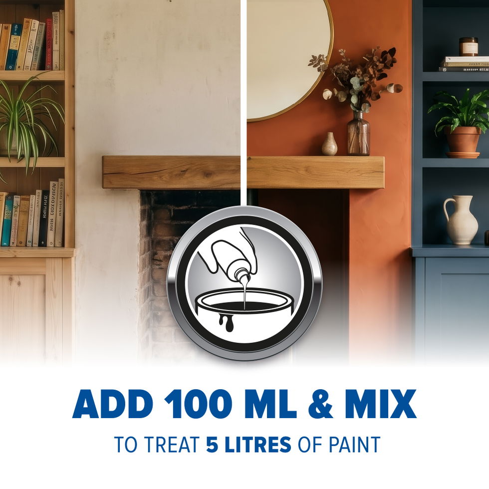 100ml Dryzone Anti-Mould Additive treats 5 litres of paint.