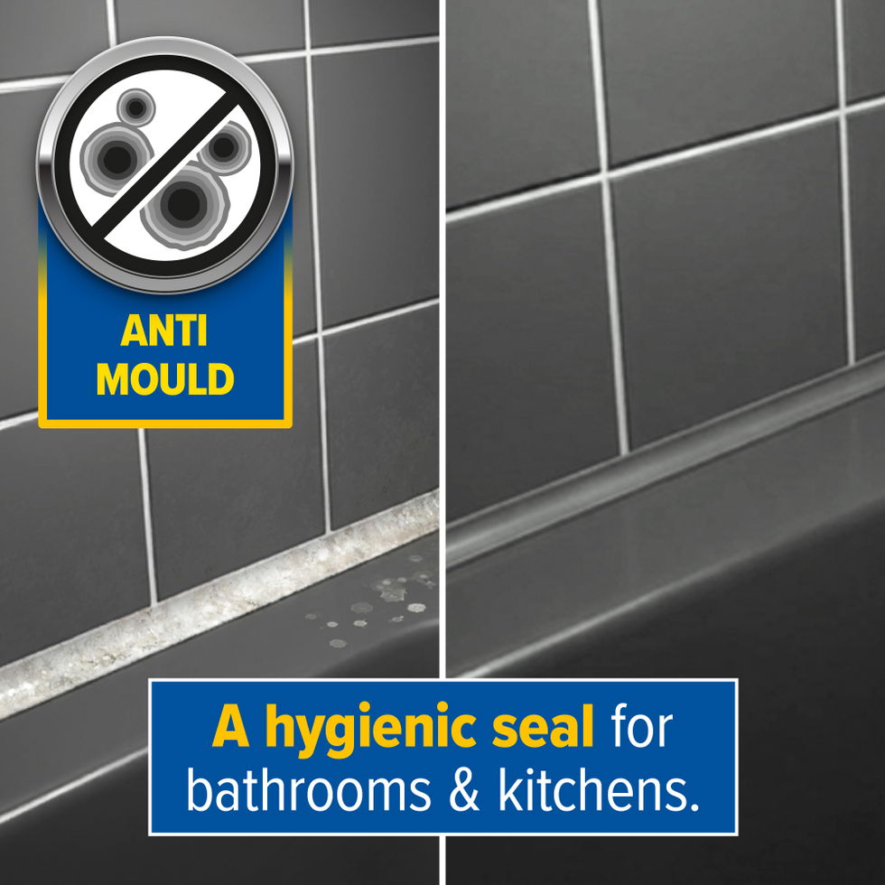 Creates a hygienic seal for bathrooms and kitchens.