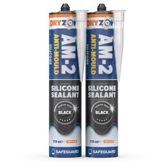 310ml Dryzone AM-2 Silicone Sealant BLACK cartridge 2-pack