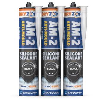310ml Dryzone AM-2 Silicone Sealant BLACK cartridge 3-pack