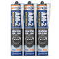 310ml Dryzone AM-2 Silicone Sealant BLACK cartridge 3-pack