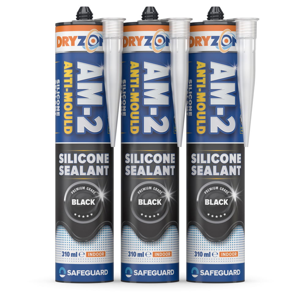 310ml Dryzone AM-2 Silicone Sealant BLACK cartridge 3-pack