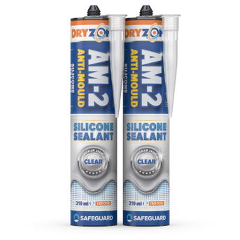 310ml Dryzone AM-2 Silicone Sealant Clear cartridge 2 pack