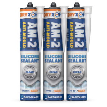 310ml Dryzone AM-2 Silicone Sealant Clear cartridge 3 pack