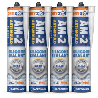 310ml Dryzone AM-2 Silicone Sealant Clear cartridge 4 pack