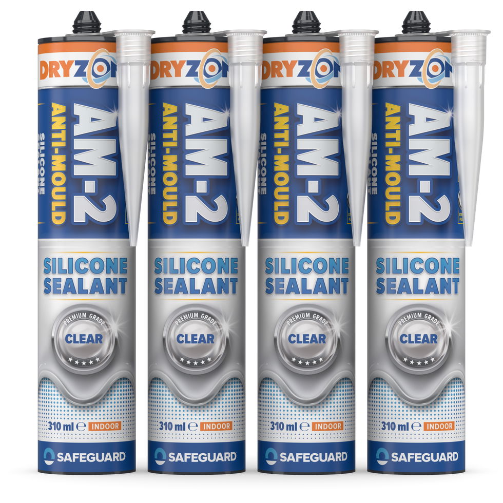 310ml Dryzone AM-2 Silicone Sealant Clear cartridge 4 pack