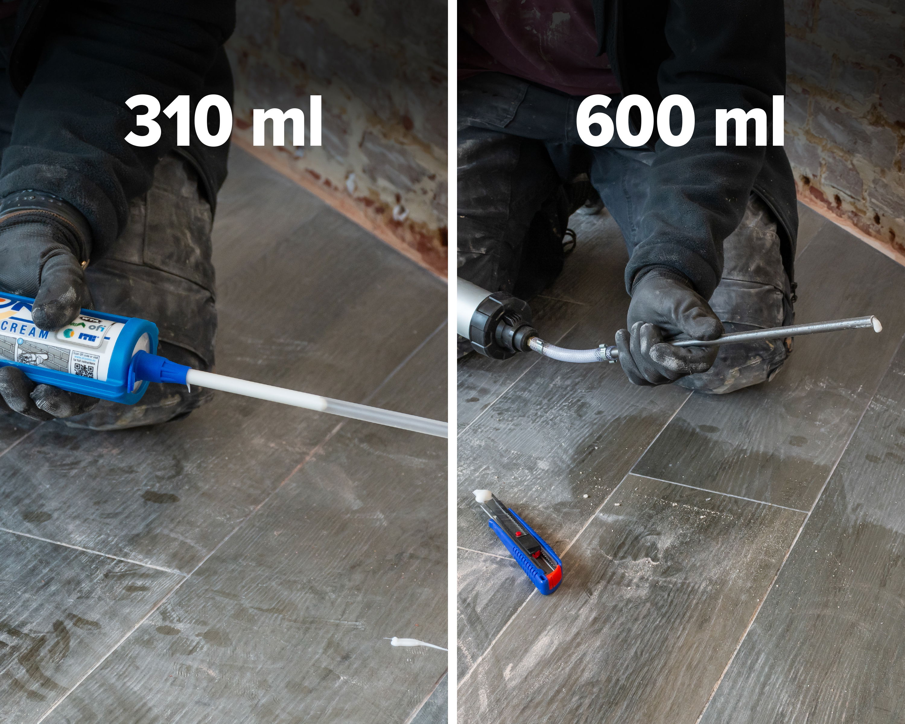 Dryzone cream 310ml and 600ml installation mixed 6