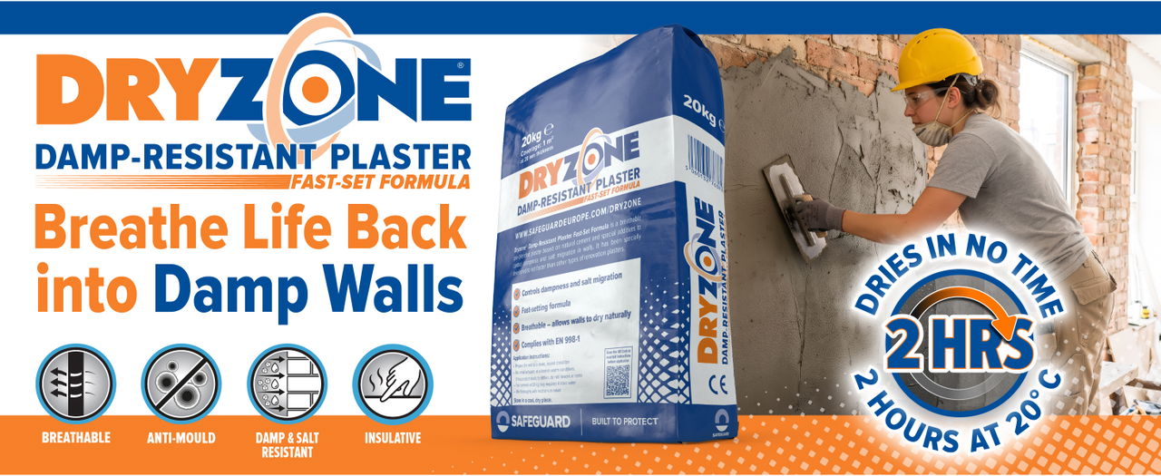 Breathe life back into damp walls with Dryzone Damp-Resistant Plaster