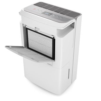 Dryzone Dehumidifier & Air Purifier Filter Installation Detail. (white b/g)