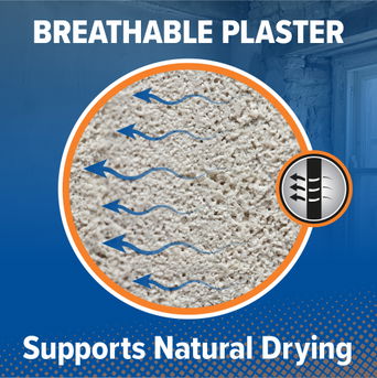 Breathable plaster supports natural drying.