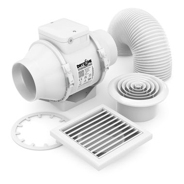Dryzone In-line Fan Kit (display, white b/g)