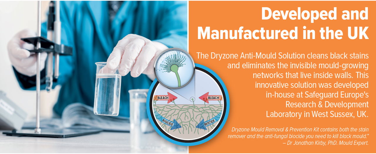 Dryzone Mould Removal & Prevention Kit is developed and manufactured in the UK.