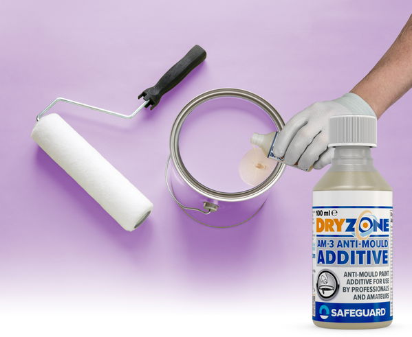 Dryzone Anti-Mould Additive into mauve paint