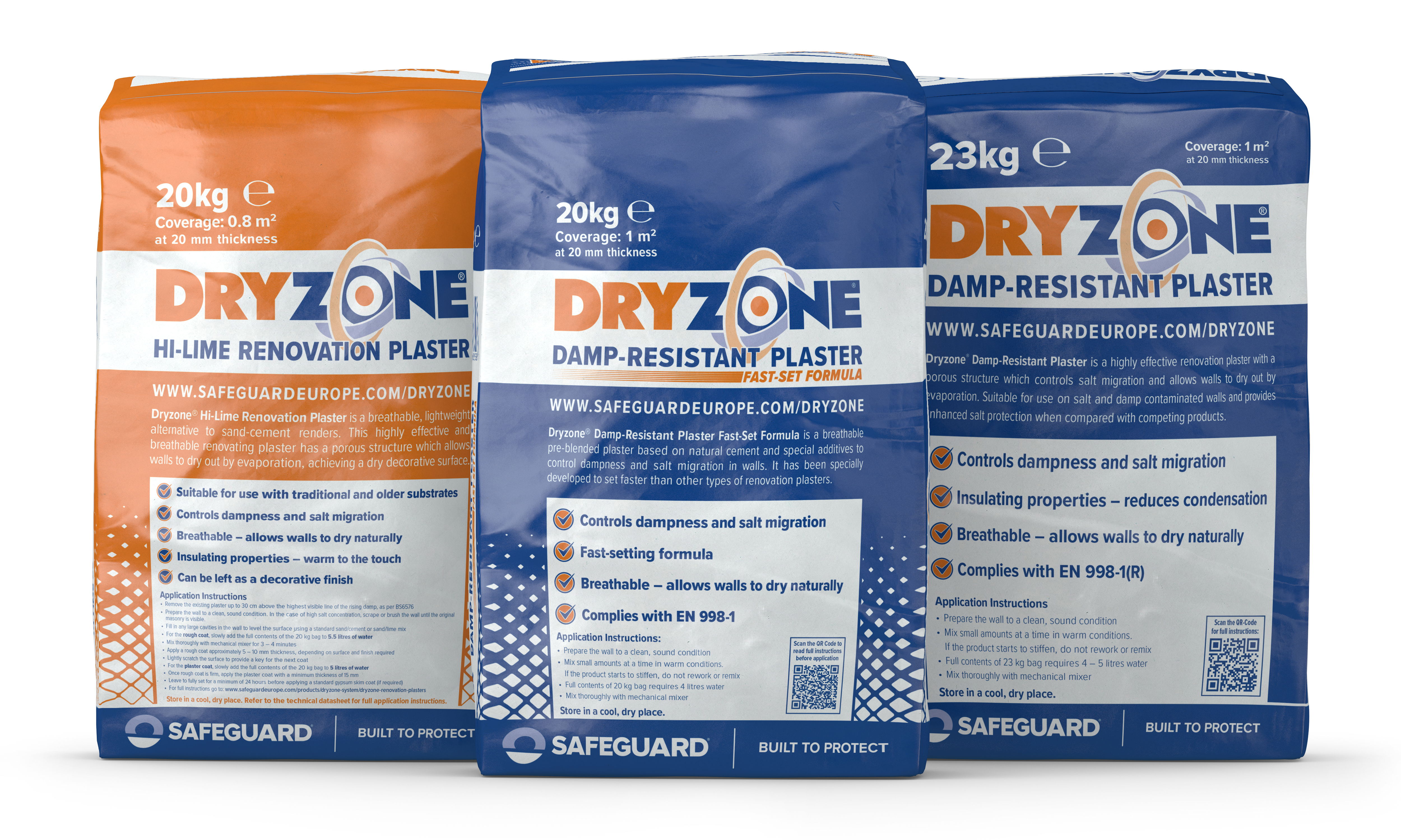 Dryzone Renovation Plasters 20kg and 23 kg range
