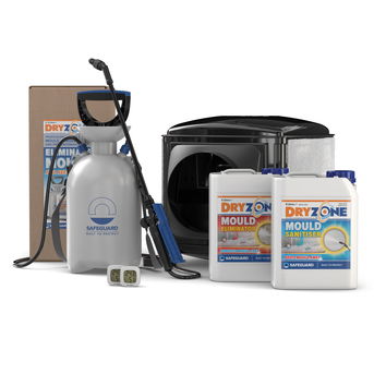 Dryzone Ventilation Kit. PIV, Mould Removal & Prevention Kit and 2 Hygrometers. White background.
