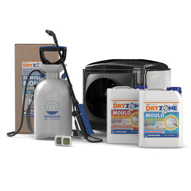 Dryzone PIV, 5L Pro-Grade Mould Removal and Prevention Kit and 2x Hygrometers (white b/g)