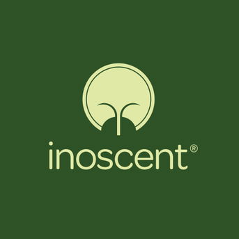 Inoscent logo on dark green b/g.