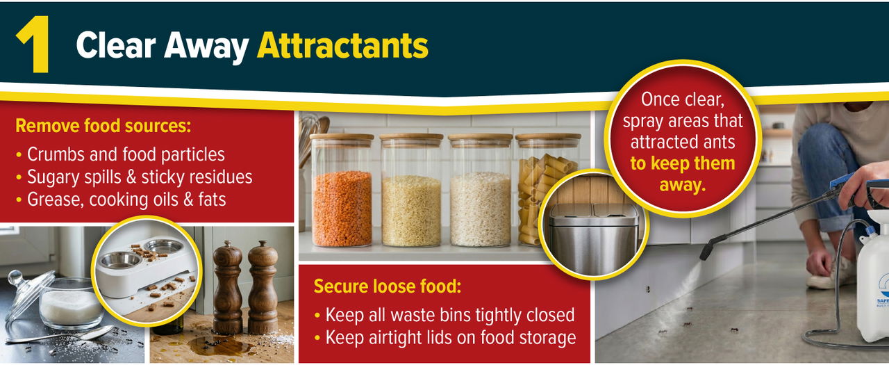 Clear away attractants for best results.