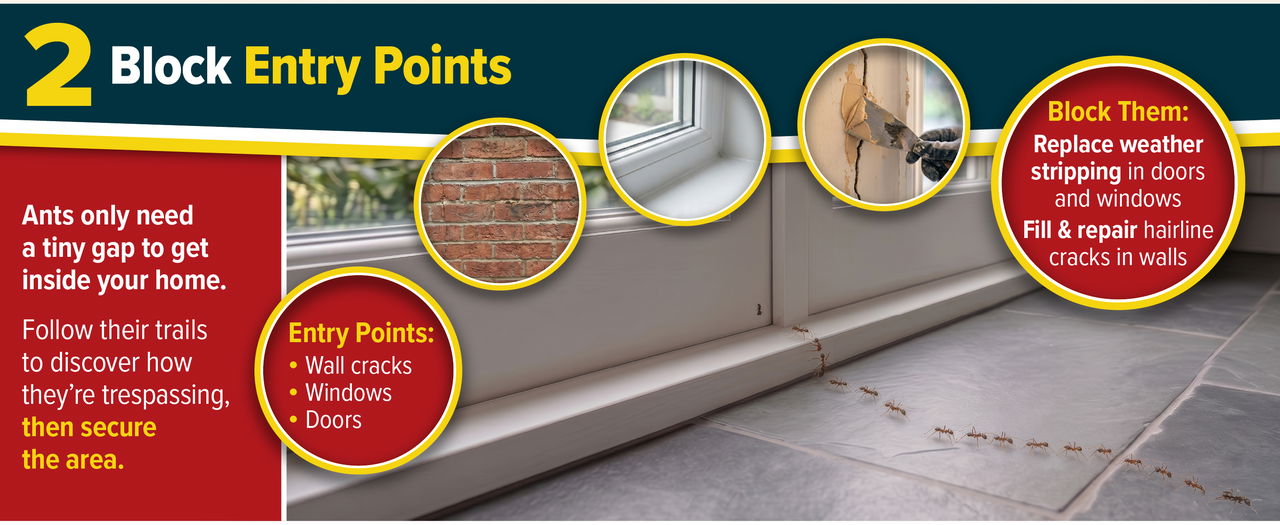Block entry points to stop ant infestations