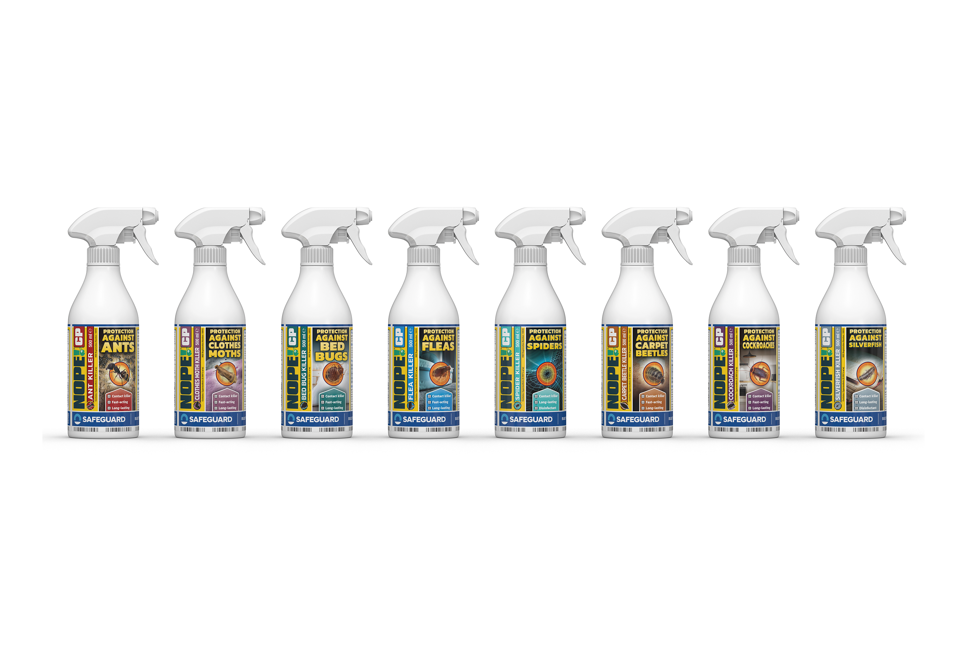 The full range of NOPE! CP Insect Sprays.