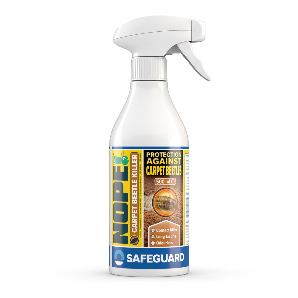 500ml NOPE! Carpet Beetle Killer Spray Curved (white b/g)
