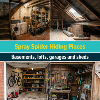 Spray spider hiding places: basements, lofts, garages