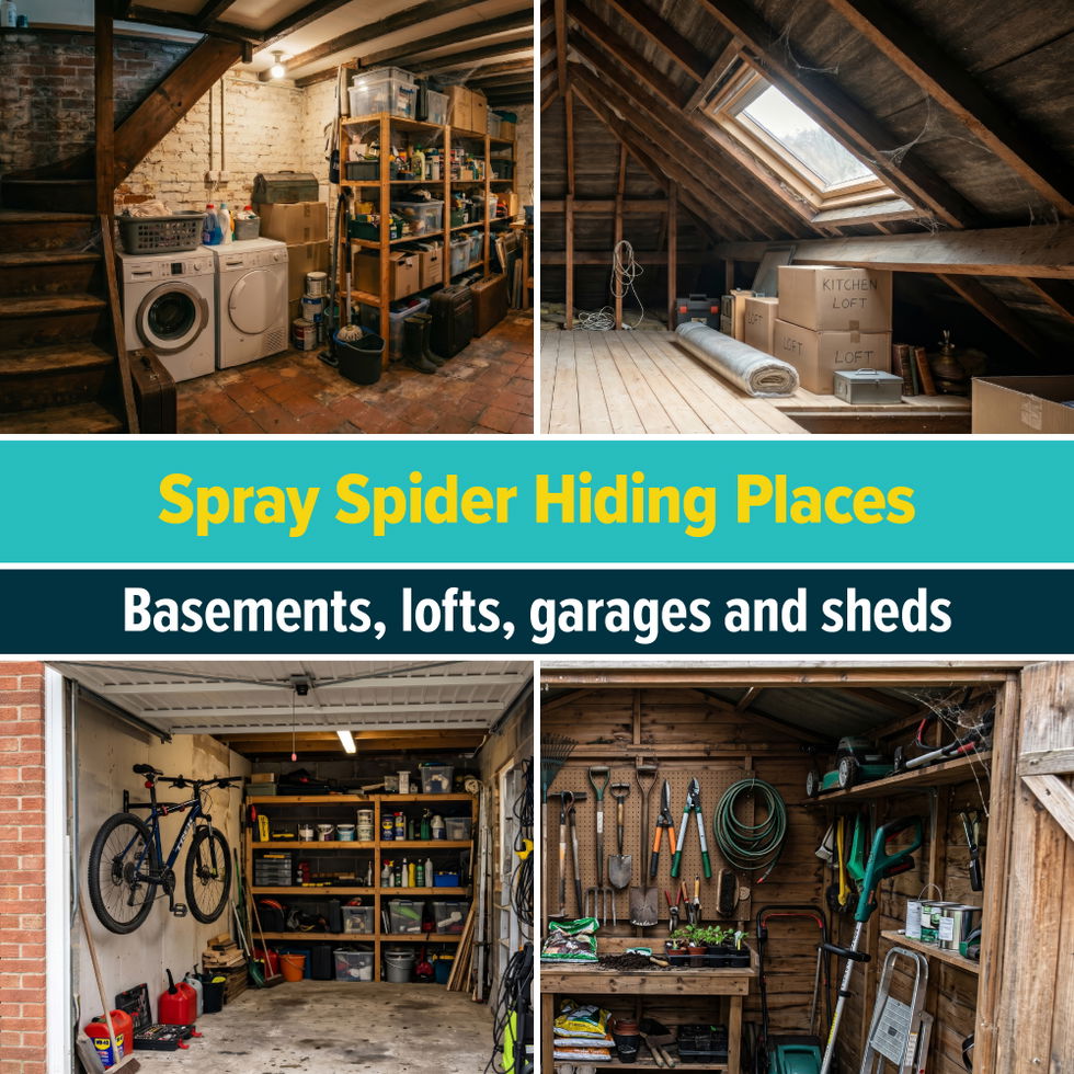 Spray spider hiding places: basements, lofts, garages