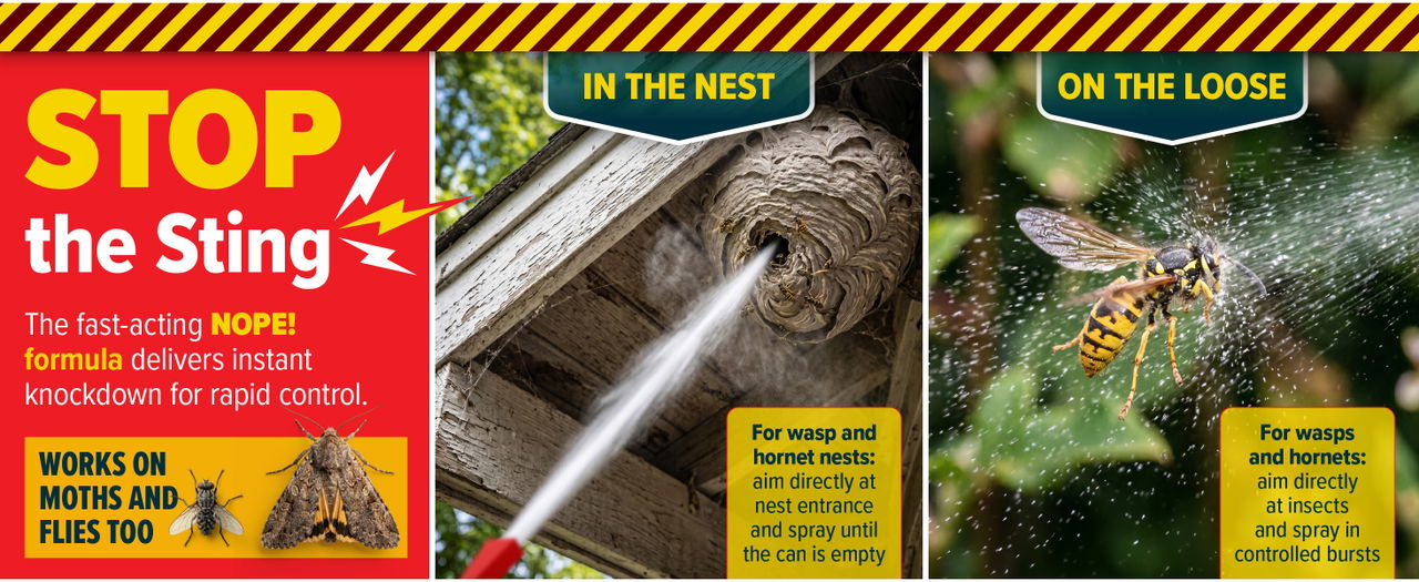 Stop the sting with NOPE! Wasp and Hornet Killer