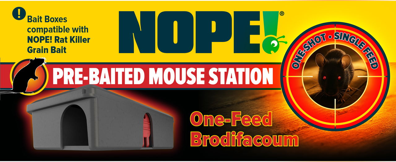 NOPE! Pre-Baited Mouse Stations contain single-feed brodifacoum for max efficacy.