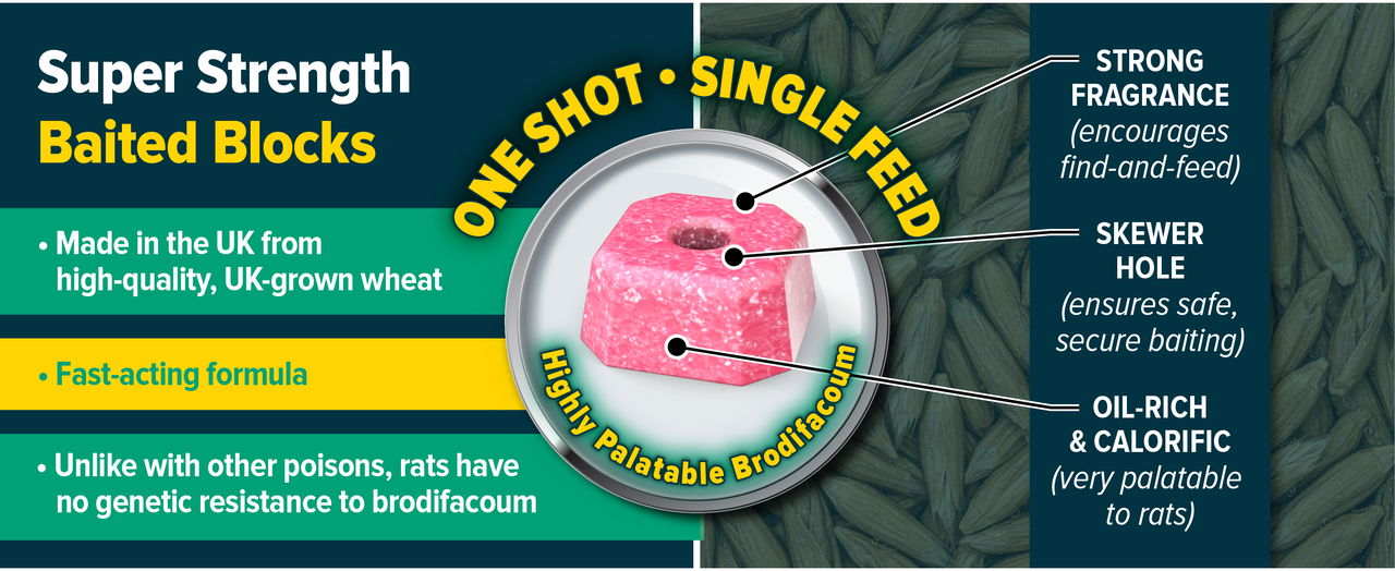 Super-strength baited blocks for maximum efficacy.