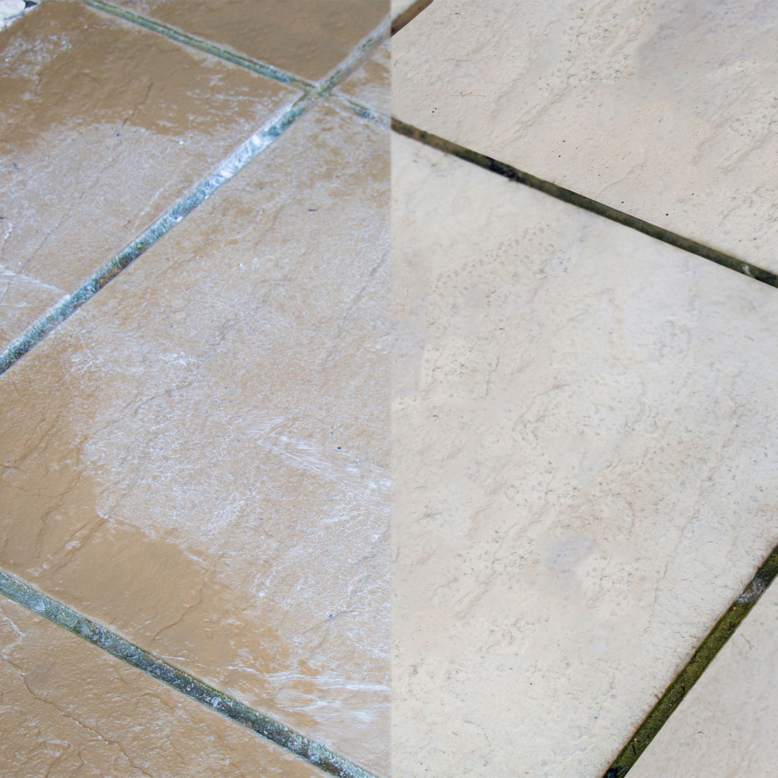 Roxil Patio Cream absorbs into patios to a clearless finish.
