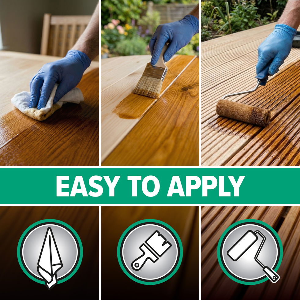 Easy to apply with a cloth, brush or roller.