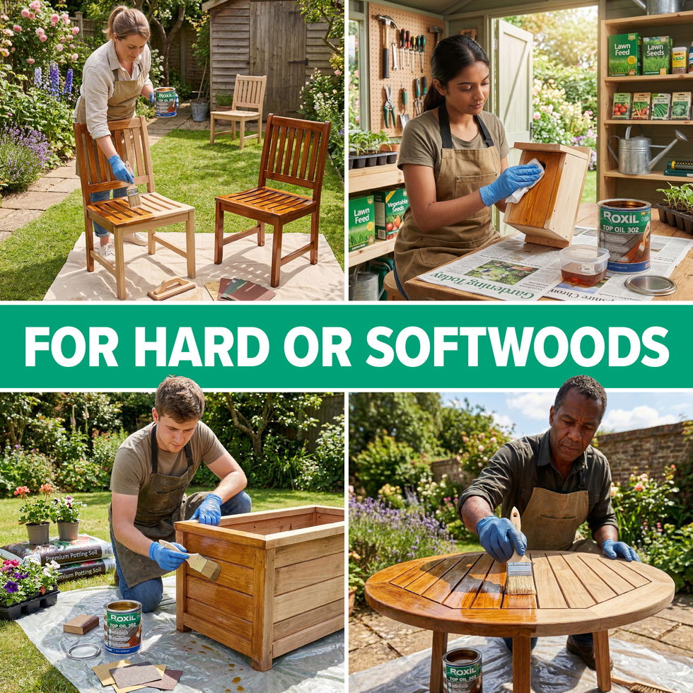 Roxil Top Oil 302 is compatible with hard or softwoods.