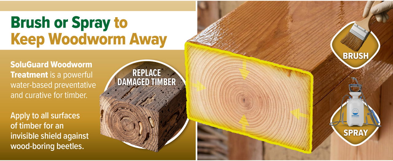 Brush or spray to keep woodworm away