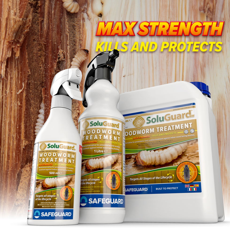 SotuGuard Woodworm Treatment is available in 500 ml, 1L and 5L formats