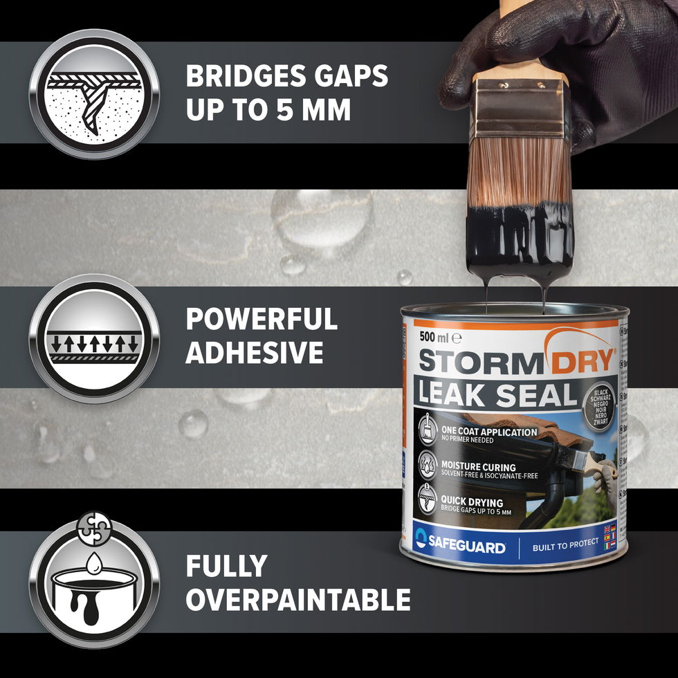 Stormdry Leak Seal bridges gaps, is a powerful adhesive and is fully overpaintable.