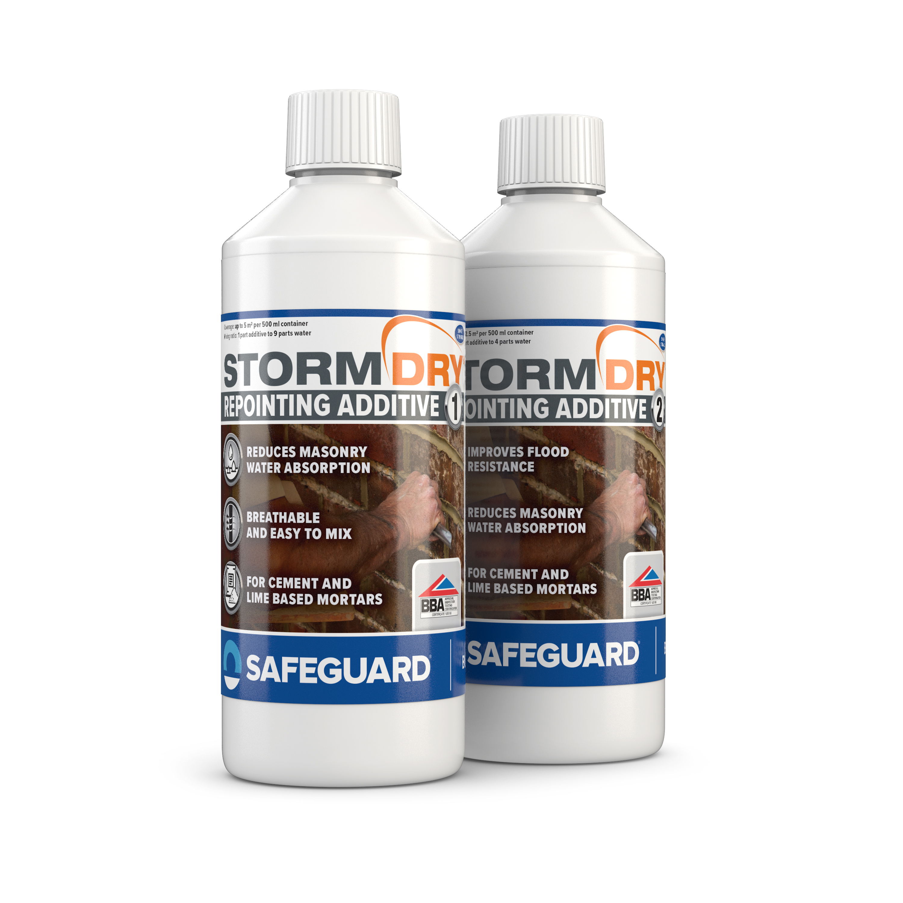 Stormdry Repointing Additives No. 1 and No. 2 500ml bottles