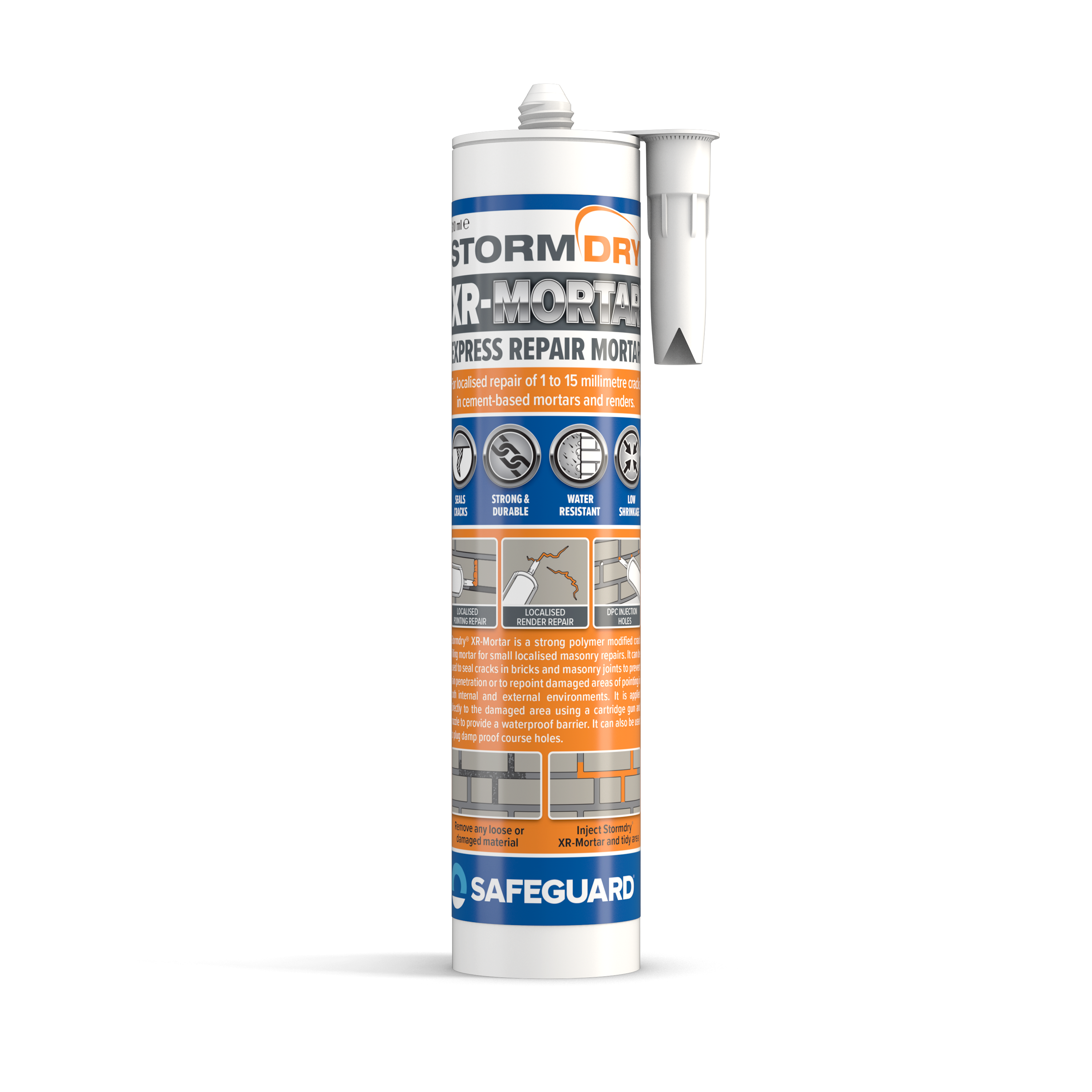 Stormdry XR-Mortar 310ml cartridge with nozzle.