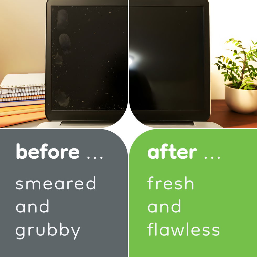 A before and after comparison of Undo Screen Cleaner.