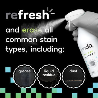 Refresh and erase all common stain types, including: grease, liquid residue and dust.
