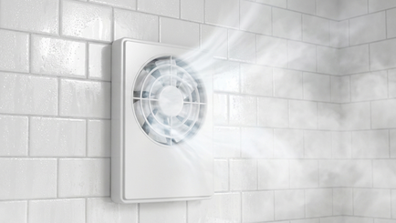 A running ventilation fan in a bathroom.